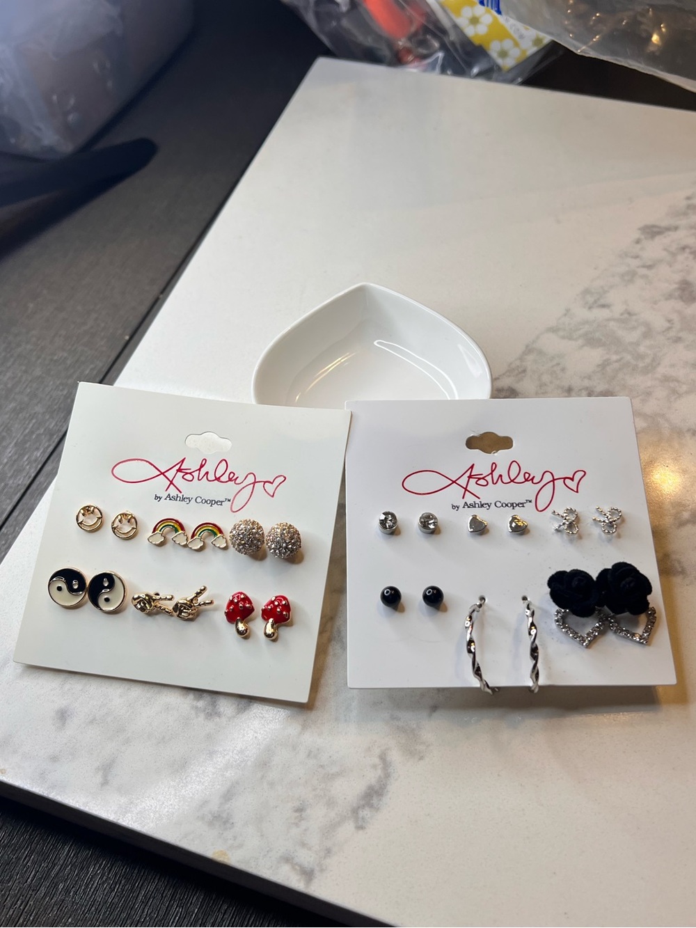 Ashley Cooper Mixed Stud & Hoop Earring Set - Black, Red, Silver, Gold